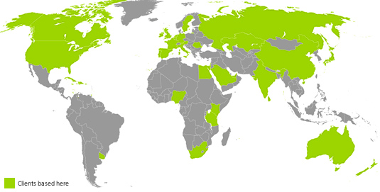A world maps showing the location of our clients